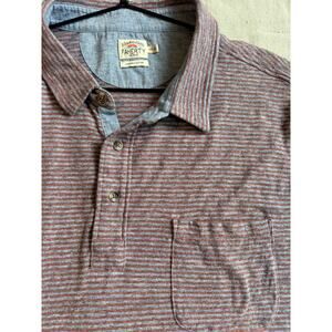 Faherty Brand Men’s Isle Feeder Stripe Polo Size XXL Red Gray Organic Cotton S/S